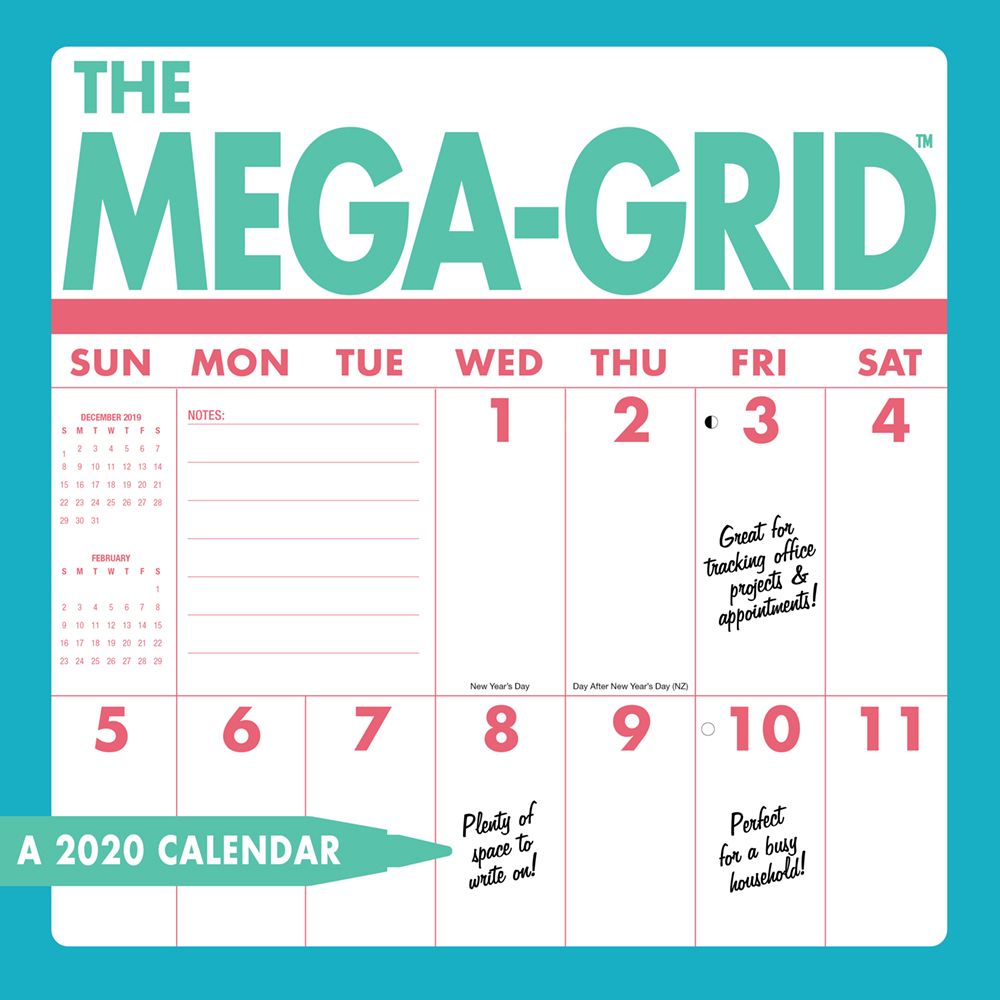 Mega Grid Wall Calendar 2020 eBay