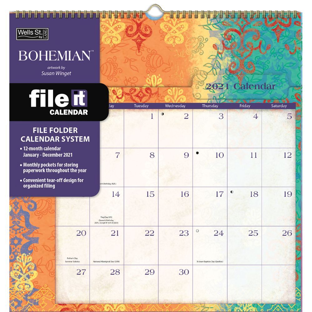 Bohemian File It Pocket Wall Calendar By Susan Winget Ebay susan wingets old glory 2021 wall calendar